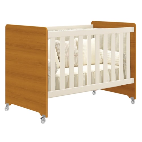 Berço Evolution 4 em 1 Areia Fosco/Savana com Colchão para Mini Berço - Reller Móveis