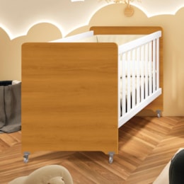 Berço Evolution 4 em 1 Branco Fosco/Savana com Colchão para Mini Berço - Reller Móveis