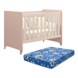 Berço Evolution 4 em 1 Rosa Fosco com Colchão Baby Physical - Reller Móveis Berço Evolution 4 em 1 Rosa Fosco com Colchão Baby Physical - Reller Móveis