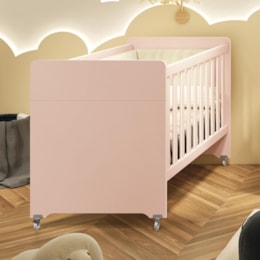Berço Evolution 4 em 1 Rosa Fosco com Colchão para Mini Berço - Reller Móveis