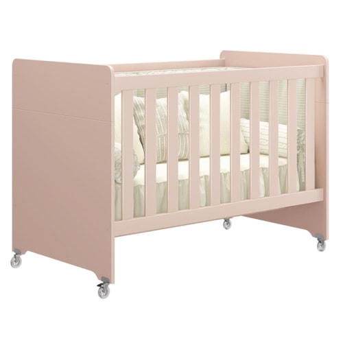 Berço Evolution 4 em 1 Rosa Fosco com Colchão para Mini Berço - Reller Móveis