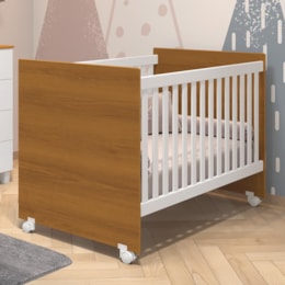 Berço Mel Branco/Savana com Colchão Baby Physical - Reller Móveis Berço Mel Branco/Savana com Colchão Baby Physical - Reller Móveis