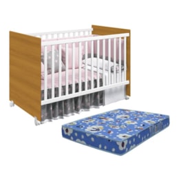 Berço Mel Branco/Savana com Colchão Baby Physical - Reller Móveis Berço Mel Branco/Savana com Colchão Baby Physical - Reller Móveis