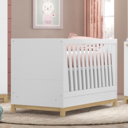 Berço Mini Cama Alegria Branco Fosco e Colchão D18 - Móveis Henn 