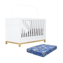 Berço Mini Cama Alegria Branco Fosco e Colchão D18 - Móveis Henn 