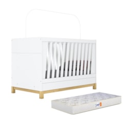 Berço Mini Cama Alegria com Colchão D18 Branco Fosco - Móveis Henn 