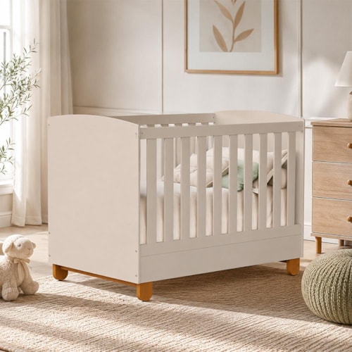Berço Mini Cama Apolo Areia Fosco com Colchão Supreme - Reller Móveis