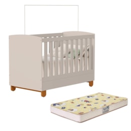Berço Mini Cama Apolo Areia Fosco com Colchão Supreme - Reller Móveis