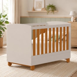 Berço Mini Cama Apolo Areia Fosco/Savana com Colchão Physical - Reller Móveis