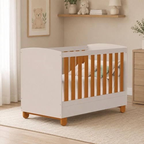 Berço Mini Cama Apolo Areia Fosco/Savana com Colchão Supreme - Reller Móveis