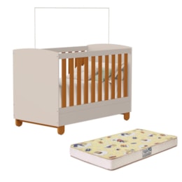 Berço Mini Cama Apolo Areia Fosco/Savana com Colchão Supreme - Reller Móveis