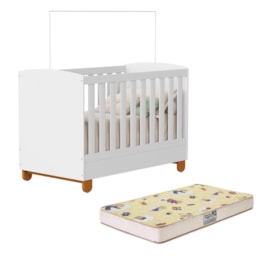 Berço Mini Cama Apolo Branco Fosco com Colchão Supreme - Reller Móveis