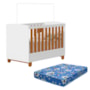 Berço Mini Cama Apolo Branco Fosco/Savana com Colchão Physical - Reller Móveis