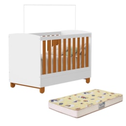 Berço Mini Cama Apolo Branco Fosco/Savana com Colchão Supreme - Reller Móveis