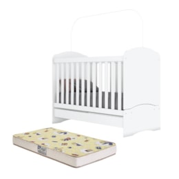 Berço Mini Cama Bala de Menta Branco com Colchão - Móveis Henn   Berço Mini Cama Bala de Menta Branco com Colchão - Móveis Henn
