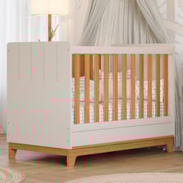 Berço Mini Cama Biscoito Off White/Nature com Colchão Physical - Permóbili Baby