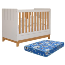 Berço Mini Cama Biscoito Off White/Nature com Colchão Physical - Permóbili Baby