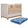 Berço Mini Cama Biscoito Off White/Nature com Colchão Physical - Permóbili Baby