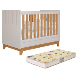 Berço Mini Cama Biscoito Off White/Nature com Colchão Supreme - Permóbili Baby