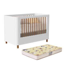 Berço Mini Cama Boom Plus Nordic Branco Fosco com Colchão Supreme - Reller Móveis