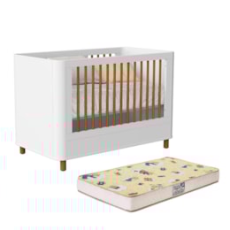 Berço Mini Cama Boom Plus Nordic Branco Fosco com Colchão Supreme - Reller Móveis Berço Mini Cama Boom Plus Nordic Branco Fosco com Colchão Supreme - Reller Móveis