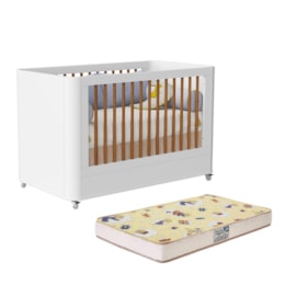 Berço Mini Cama Boom Plus Wheels Branco Fosco com Colchão Supreme - Reller Móveis