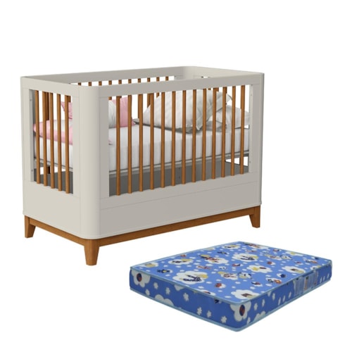 Berço Mini Cama Boom Slim Classic Areia Fosco com Colchão Baby Physical - Reller Móveis