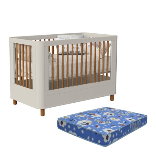 Berço Mini Cama Boom Slim Nordic Areia Fosco com Colchão Baby Physical - Reller Móveis