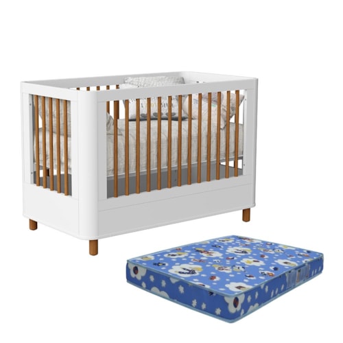 Berço Mini Cama Boom Slim Nordic Branco Fosco com Colchão Baby Physical - Reller Móveis