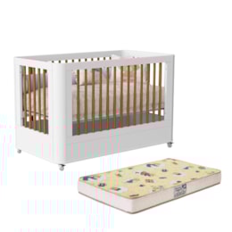 Berço Mini Cama Boom Slim Wheels Branco Fosco com Colchão Supreme - Reller Móveis Berço Mini Cama Boom Slim Wheels Branco Fosco com Colchão Supreme - Reller Móveis