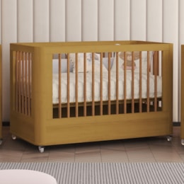 Berço Mini Cama Boom Slim Wheels Savana Fosco com Colchão Baby Physical - Reller Móveis Berço Mini Cama Boom Slim Wheels Savana Fosco com Colchão Baby Physical - Reller Móveis