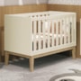 Berço Mini Cama Classic Areia Fosco com Pés Madeira Natural - Reller Móveis