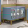 Berço Mini Cama Classic Azul Fosco com Pés Amadeirado - Reller Móveis
