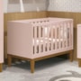 Berço Mini Cama Classic Rosa Fosco com Pés Amadeirado - Reller Móveis