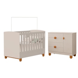 Berço Mini Cama com Cômoda Sapateira 1 Porta e 4 Gavetas Apolo Areia Fosco - Reller Móveis