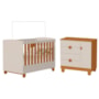Berço Mini Cama com Cômoda Sapateira 1 Porta e 4 Gavetas Apolo Areia Fosco/Savana - Reller Móveis