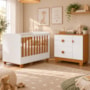 Berço Mini Cama com Cômoda Sapateira 1 Porta e 4 Gavetas Apolo Branco Fosco/Savana - Reller Móveis