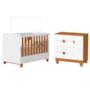 Berço Mini Cama com Cômoda Sapateira 1 Porta e 4 Gavetas Apolo Branco Fosco/Savana - Reller Móveis