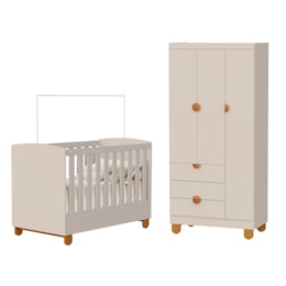 Berço Mini Cama com Guarda Roupa 3 Portas e 3 Gavetas Apolo Areia Fosco - Reller Móveis