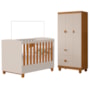 Berço Mini Cama com Guarda Roupa 3 Portas e 3 Gavetas Apolo Areia Fosco/Savana - Reller Móveis