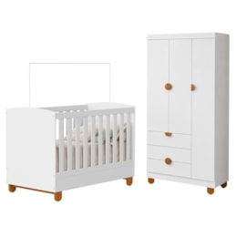 Berço Mini Cama com Guarda Roupa 3 Portas e 3 Gavetas Apolo Branco Fosco - Reller Móveis