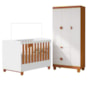 Berço Mini Cama com Guarda Roupa 3 Portas e 3 Gavetas Apolo Branco Fosco/Savana - Reller Móveis