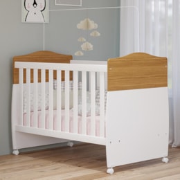 Berço Mini Cama Conforto Nature/Branco com Colchão Physical - Permóbili Baby