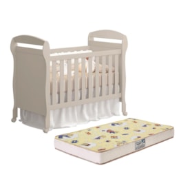 Berço Mini Cama Danny Areia Fosco com Colchão D18 de 10cm - Reller Móveis