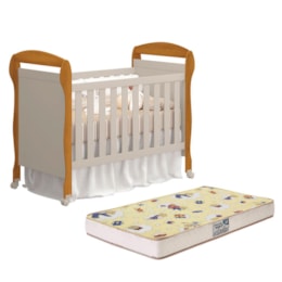 Berço Mini Cama Danny Areia Fosco/Savana Fosco com Colchão D18 de 10cm - Reller Móveis