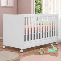 Berço Mini Cama Doce Sonho Branco com Rodízios e Colchão Supreme - Qmovi 