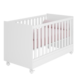 Berço Mini Cama Doce Sonho Branco com Rodízios - Qmovi  Berço Mini Cama Doce Sonho Branco com Rodízios - Qmovi