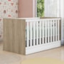 Berço Mini Cama Doce Sonho Carvalho/Branco com Colchão Supreme - Qmovi