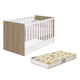 Berço Mini Cama Doce Sonho Carvalho/Branco com Colchão Supreme - Qmovi  Berço Mini Cama Doce Sonho Carvalho/Branco com Colchão Supreme - Qmovi