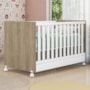 Berço Mini Cama Doce Sonho Carvalho/Branco com Rodízios - Qmovi